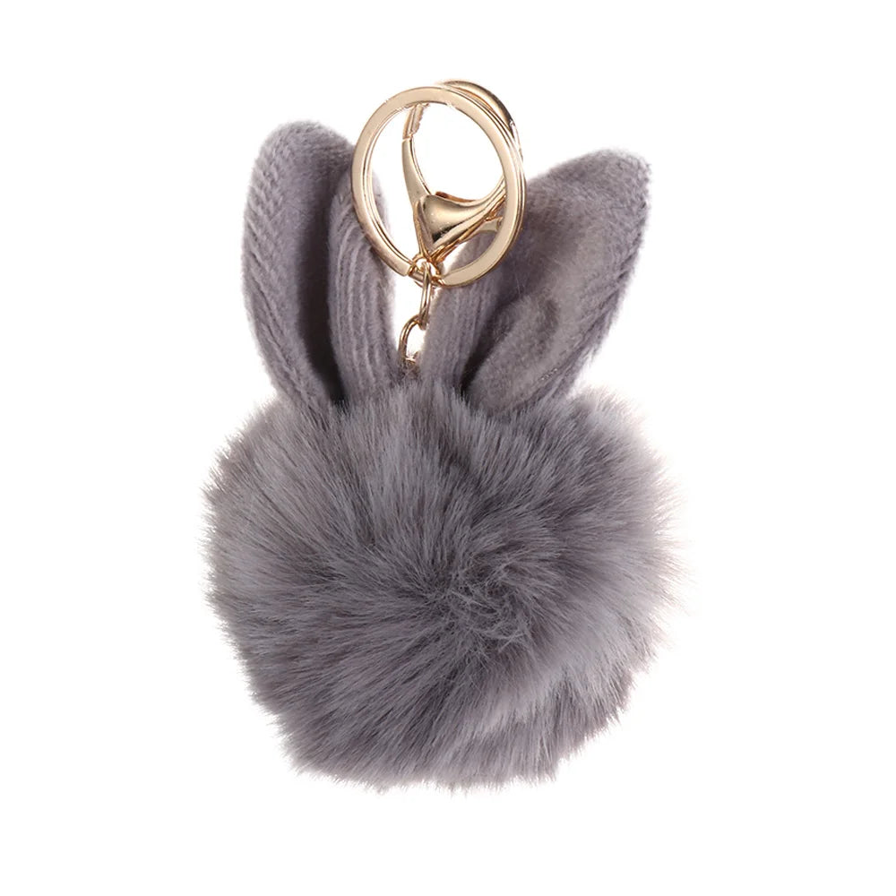Accessories Fancy Rabbit Hair Bag Charms Car Pendant Cute Bunny Keychain Bag Pendant Pom Pom Key Chain Fur Ball Key Ring Zpaxo Grey