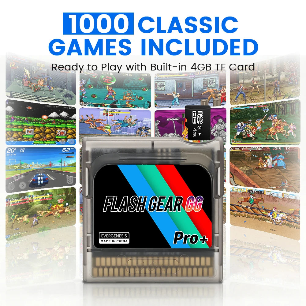 Game Gear Game Card GG Cartridge FlashMaster Cart with 4GB TF Preloaded with 1000+ Games Compatible with Sega Game Gear Console Zpaxo