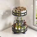 360° Rotation Carbon Steel Spice Rack Organizer Non-Skid Kitchen Storage Tray for Seasonings And Cans Efficient Spice Accessory Zpaxo 2 layer