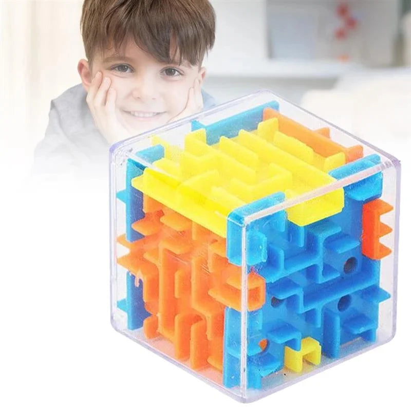 Mini 3D Maze Magic Cube Six-sided Transparent Puzzle Speed Rolling