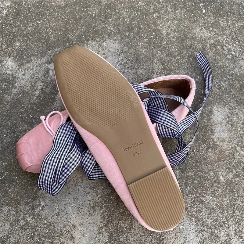 Mary Jane Strapped Flat Shoes for Women 2024 New Style Spring Autumn Square Head Flat Heel French Black Ladies Ballet shoes Zpaxo