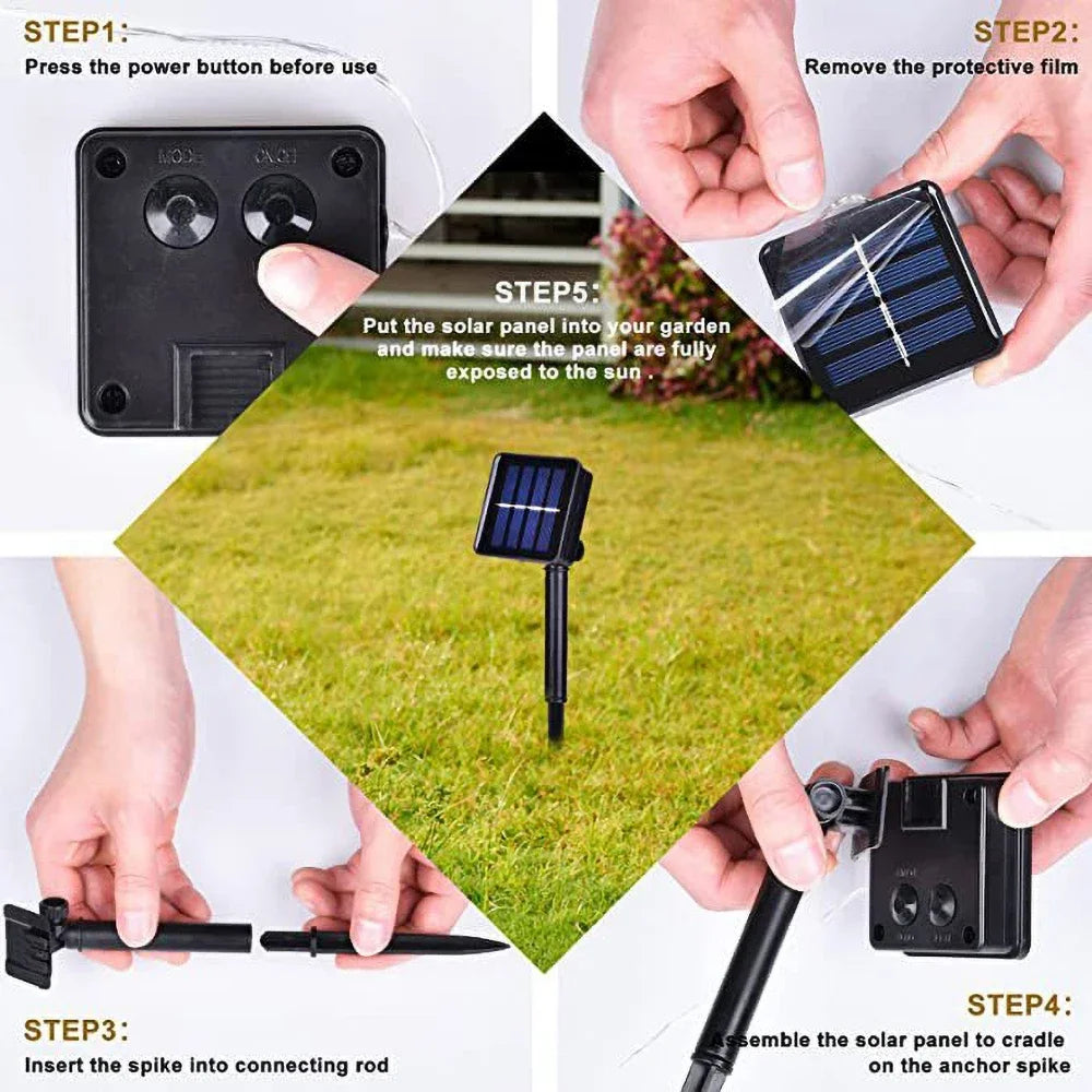 Solar LED String Fairy Lights 7M/12M – Outdoor Waterproof Garden Solar String Lights Zpaxo
