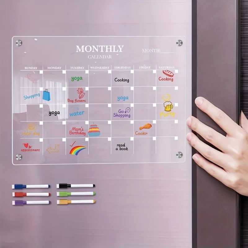 Clear Dry Erase Board Acrylic Magnetic Calendar Whiteboard Fridge