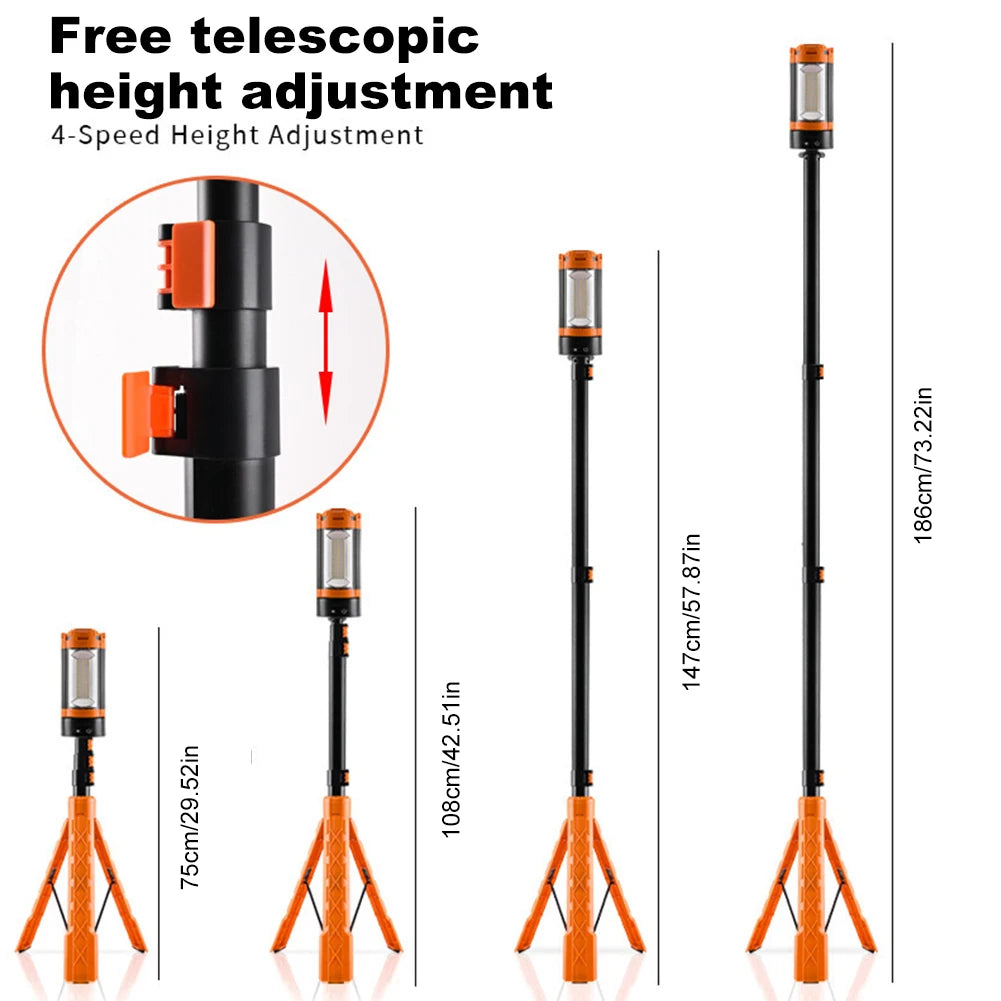 Folding Camping Light LED Work Telescoping Stand Rechargeable Lantern