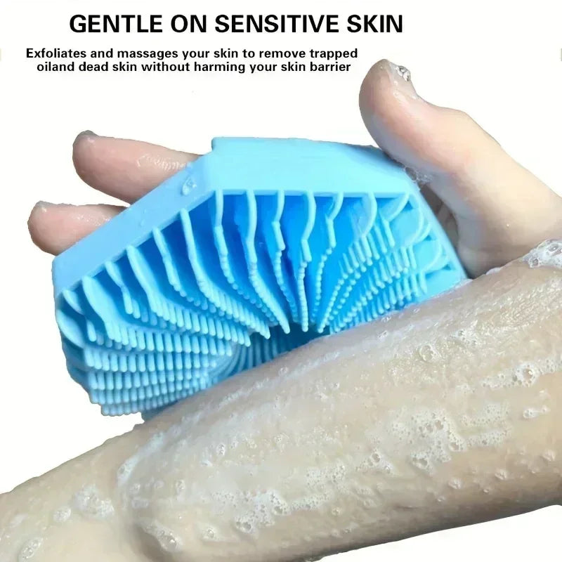 New Polygonal Silicone Shower Brush Handheld Skin Cleaning Scalp Massage ExfoliatingBath Brushes Body Scrubber Bathroom Products Zpaxo