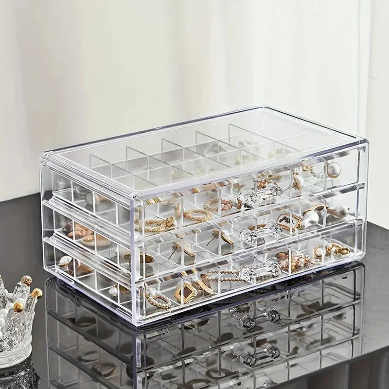 Large Capacity Jewelry Storage Display 72 Grid 3-Layer Organizer