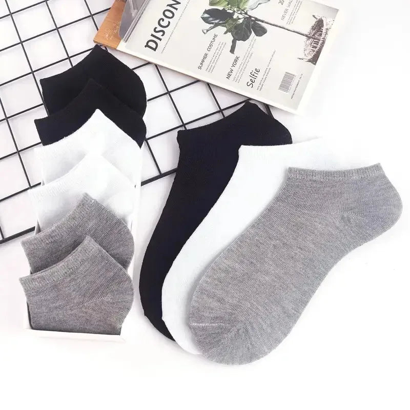 Unisex Breathable Cotton Ankle Socks – Solid White, 1–20 Pairs