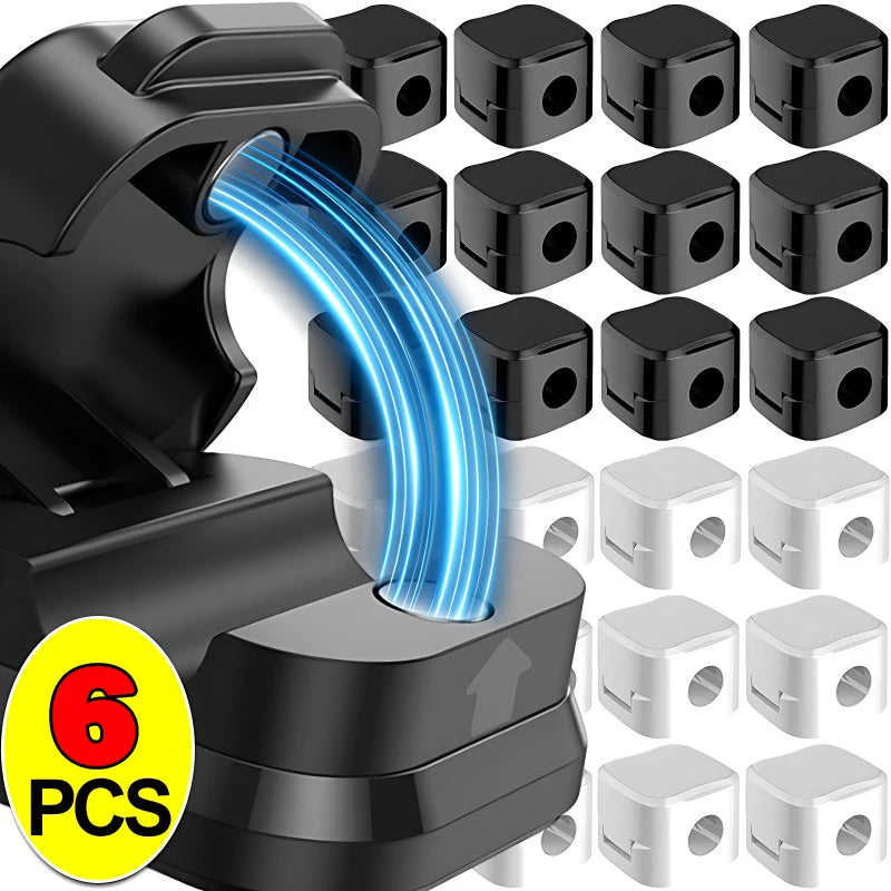 6pcs Magnetic Cable Clip Cable Winder Adjustable Cord Holder Under Desk Cable Management Wire Keeper Cable Wire Organizer Holder Zpaxo