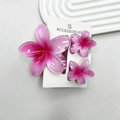 3Pcs/Set New Gradient Hair Claws Sweet Flower Plumeria Flower Hawaiian Flower Hair Clip Clamp Acrylic Hair Accessories Summer Zpaxo Pink