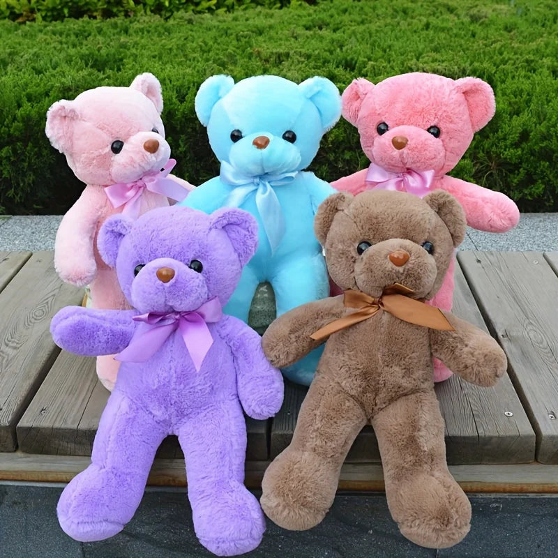 Multicolored Ribbon Teddy Bear Plush Toy Soft Animal Dolls Birthday Zpaxo