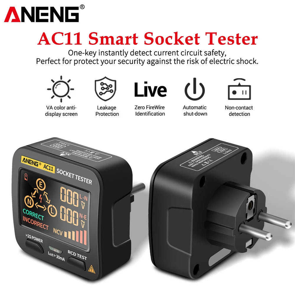 ANENG AC11 Digital Smart Socket Detector US UK EU AU Plug Tester