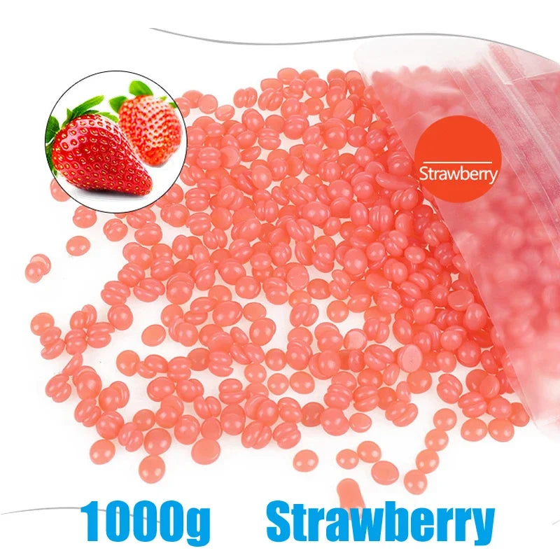 1000g/500g/400g Wax Bean For Hair Removal Fast Painless Body Bikini Leg Arm Hair Remove Hard Wax Beans For Wax Heater Machin Zpaxo 1000g-Strawberry
