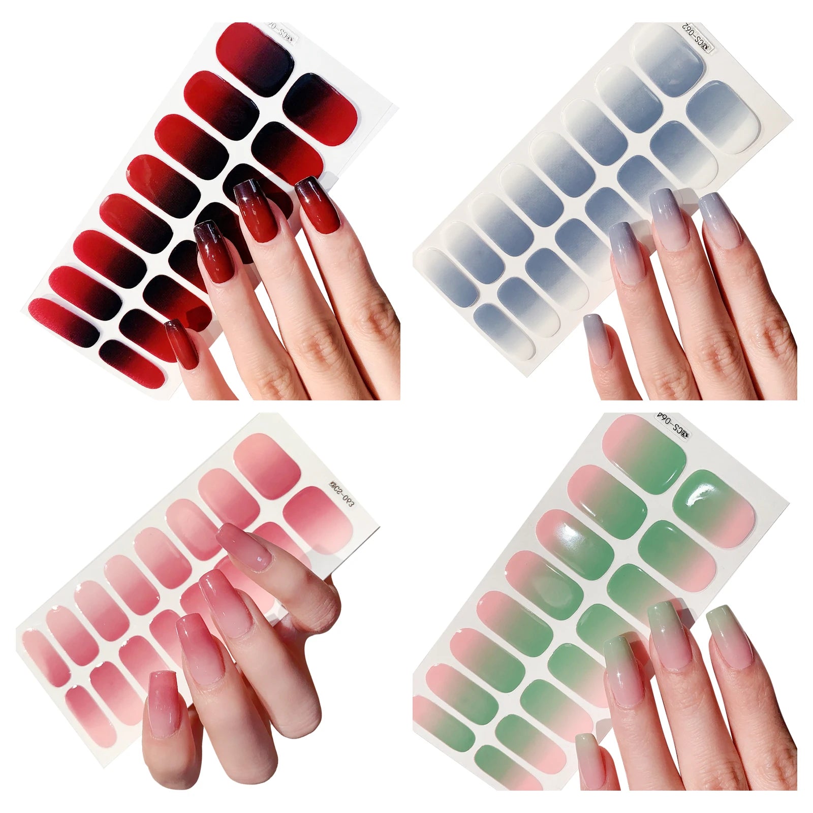 Naked Gradient Ombré Nail Wraps – No-Lamp French Nail Stickers Nail Art Stickers Zpaxo set A