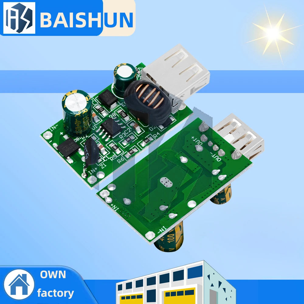 12V-72V to 5V 2A DC-DC Waterproof Buck Converter Module, Dual USB Car Charger ROHS Compliant, 1-5PCS Pack for Cell Phones Zpaxo