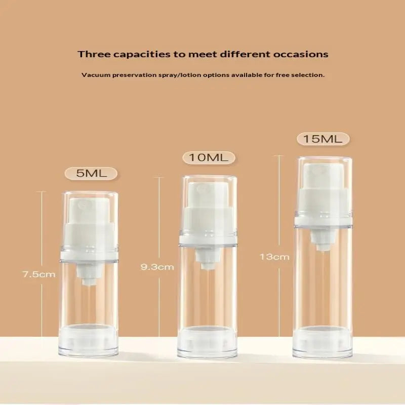 5 10 Clear Portable Refillable Bottles Empty Airless Pump Cosmetic Zpaxo