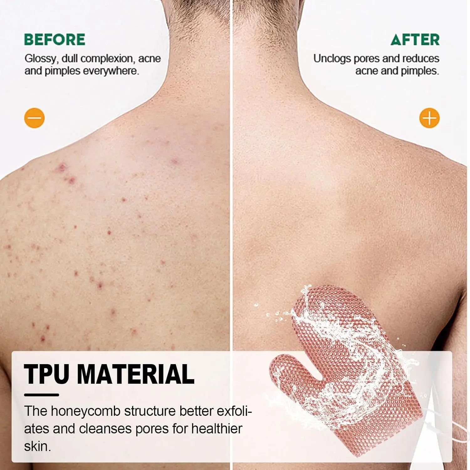 Honeycomb TPU Exfoliating Shower Finger Caps Deep-cleansing Body