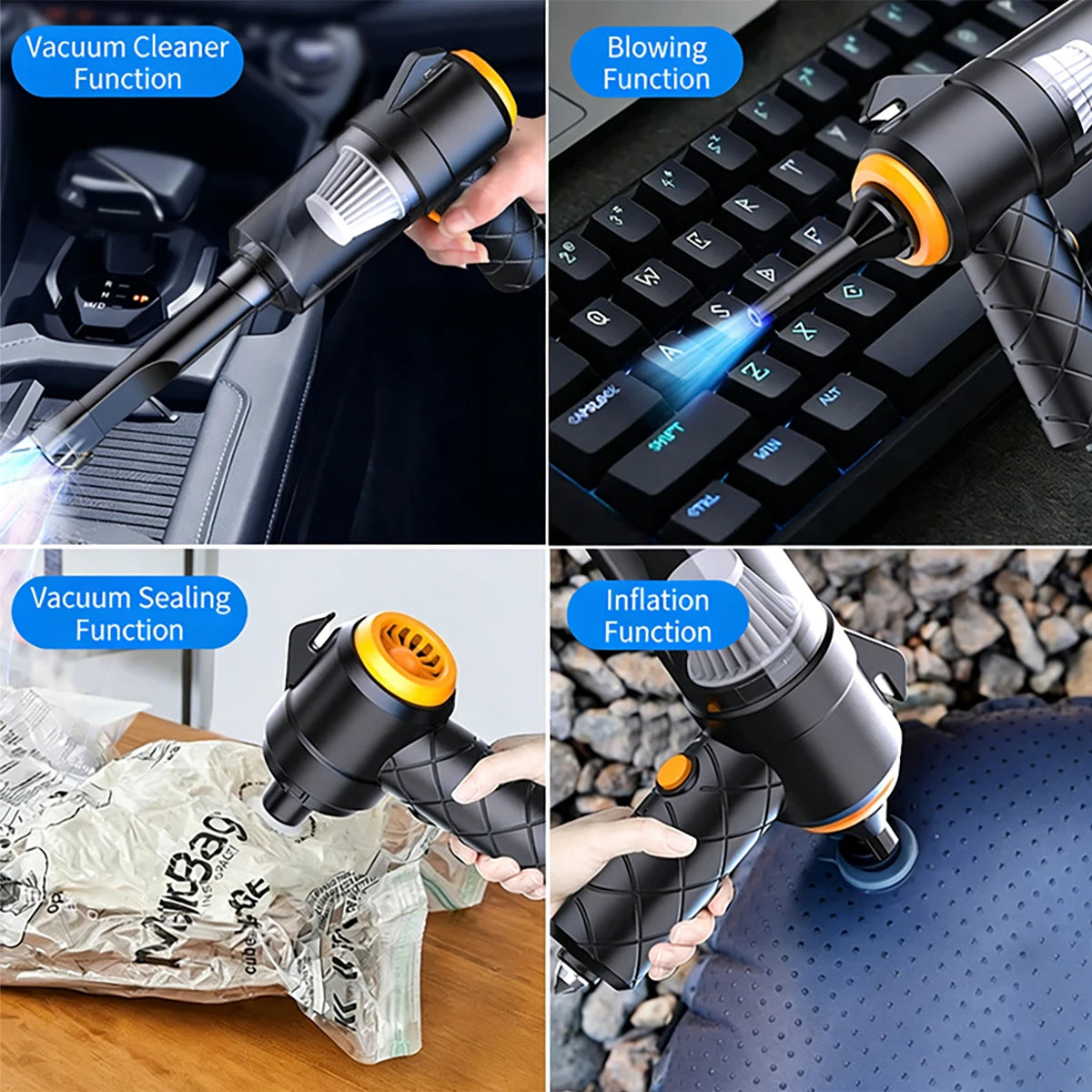 1 Powerful Handheld Vacuum Cleaner, Cordless Vacuum Cleaner for Both Car and Home Use, 3-in-1 Rechargeable Powerful Handheld Vacuum Cleaner, Compact and Wireless, with Strong Suction, Suitable for Cleaning Homes, Cars, and De Zpaxo