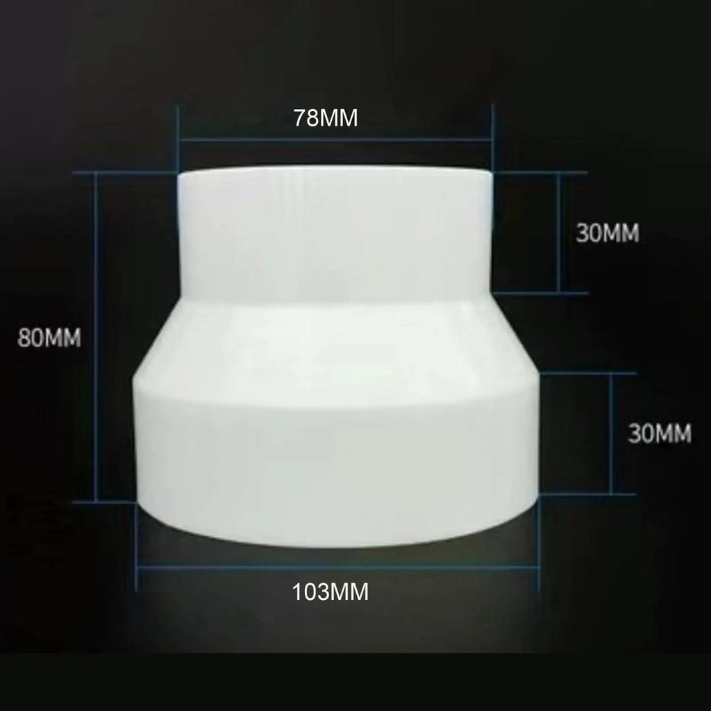 Ducting Airflow Tube Increaser Adapter 100-75mm Accessory Pipe Fitting for Hotel HVAC System Easily Install Durable White Zpaxo