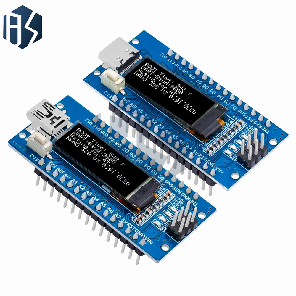 Nano V3.0 Development Board ATmega328P CH340C 0.91''white OLED Display 128*32 For Arduino Nano V3.0 MINI USB Zpaxo