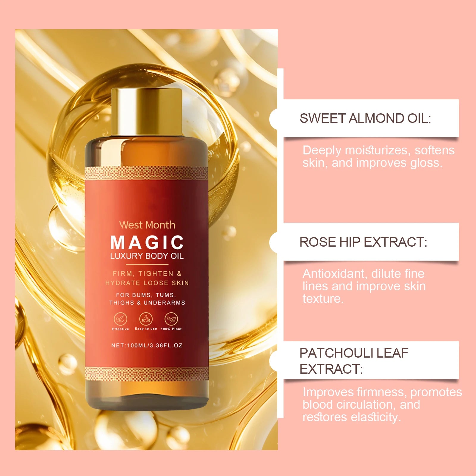 Tightening Body Oil Firming Lifting Reduce Fine Lines Improve Sagging Skin Dullness Brightening Moisturizing Nourish Skin Care Zpaxo