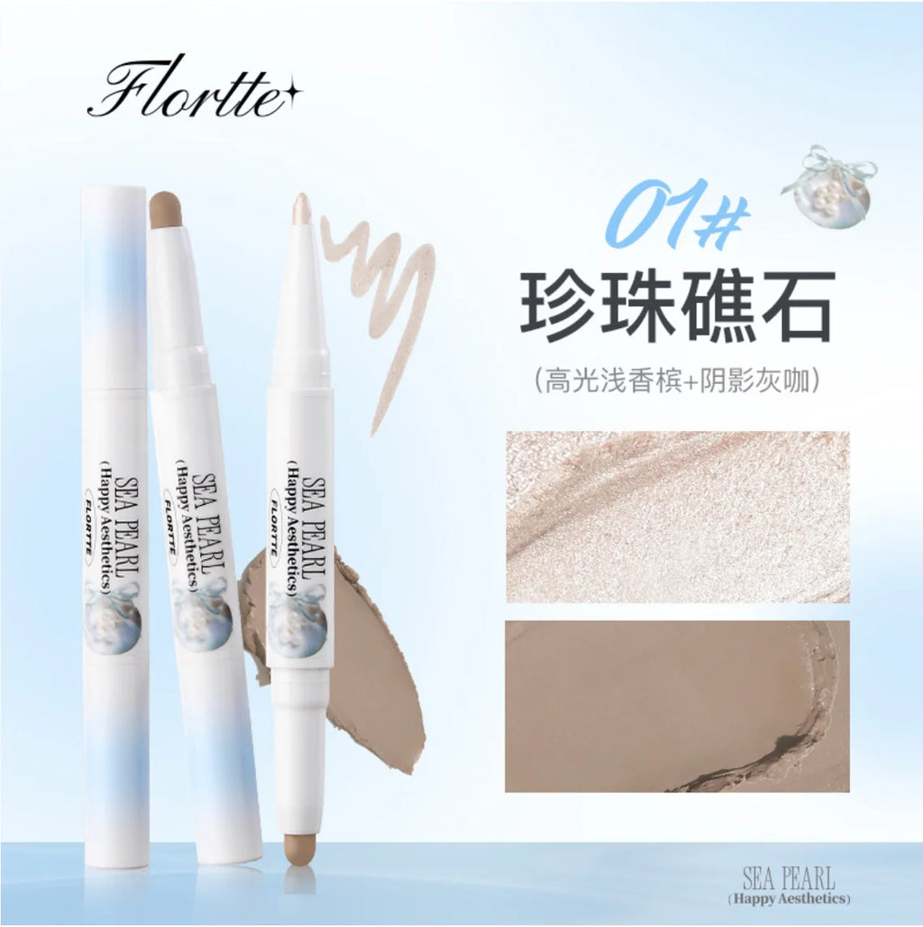 Flortte Double-end Highlighter Countour Pencil Light Shadow Shaping matte Cream Concealer Shading Transferproof Makeup Zpaxo 01