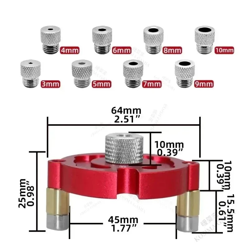 Self-Centering Dowel Jig – 8-Size Wood Drill Guide