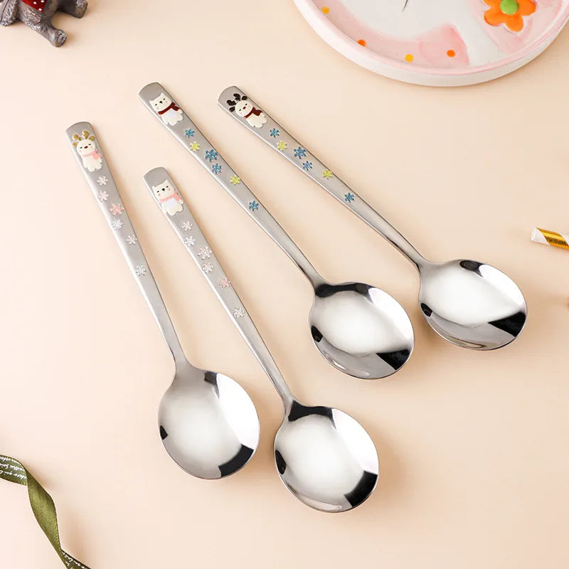 Korean Deer Embossed 304 Stainless Steel Long Handle Spoon Kitchen Spoon Zpaxo