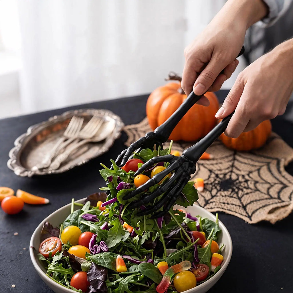 Halloween Salad Tongs Heat-resistant Non-slip Washable Skull Arms