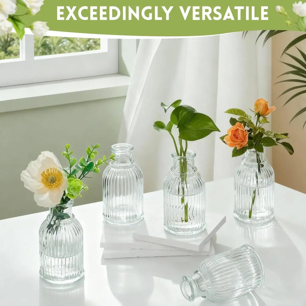Clear Glass Mini Bottles – Reed Diffuser & Bud Vase Set 2/4/6 PCS
