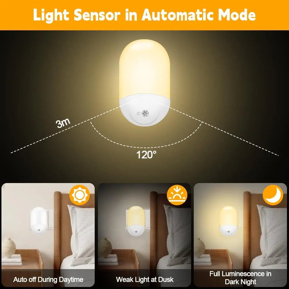 LED Night Light Plug in Wall with Dusk to Dawn Photocell Sensor Energy Saving 0.5W Night Lighting Zpaxo