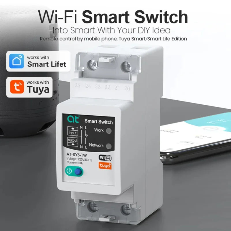 Tuya WIFI Smart circuit breaker 2P 63A charge statistics for smart home wireless control switch by smart life APP CNMIBO Zpaxo Default Title