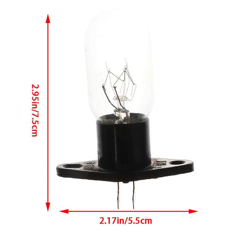 Hot 1Pc 4.8mm Socket With Bent Foot 220V 15-20W Microwave Oven Bulb Refrigerator Lighting Bulb with Holder Replacement Universal Zpaxo as picture