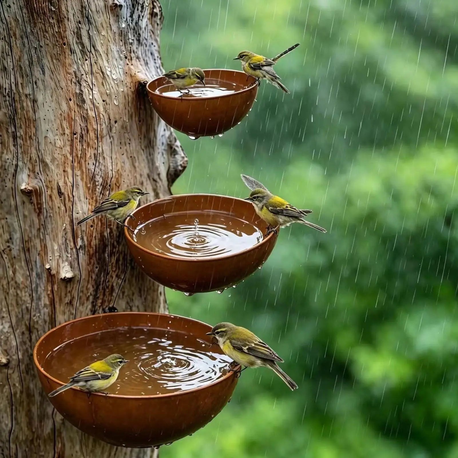 Rain Catcher 3 Metal Decorative Bee Watering Station Cup Collector