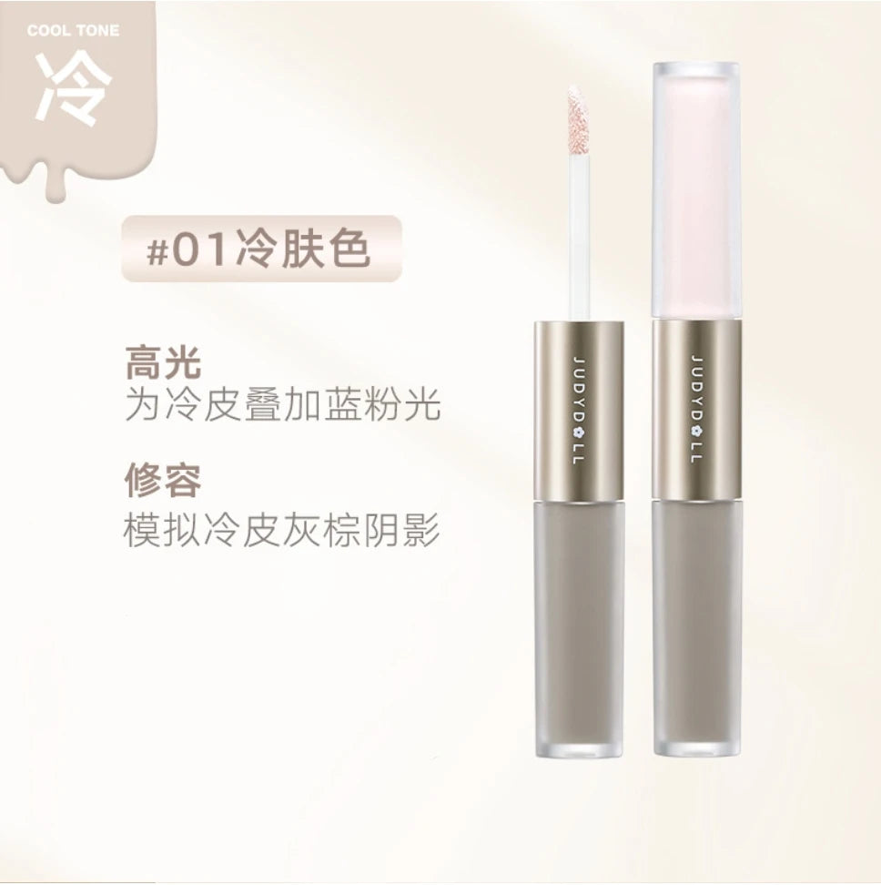JUDYDOLL Two-tone Liquid Contouring Face Shadow Highlighter Matte Zpaxo 01 Cool tone