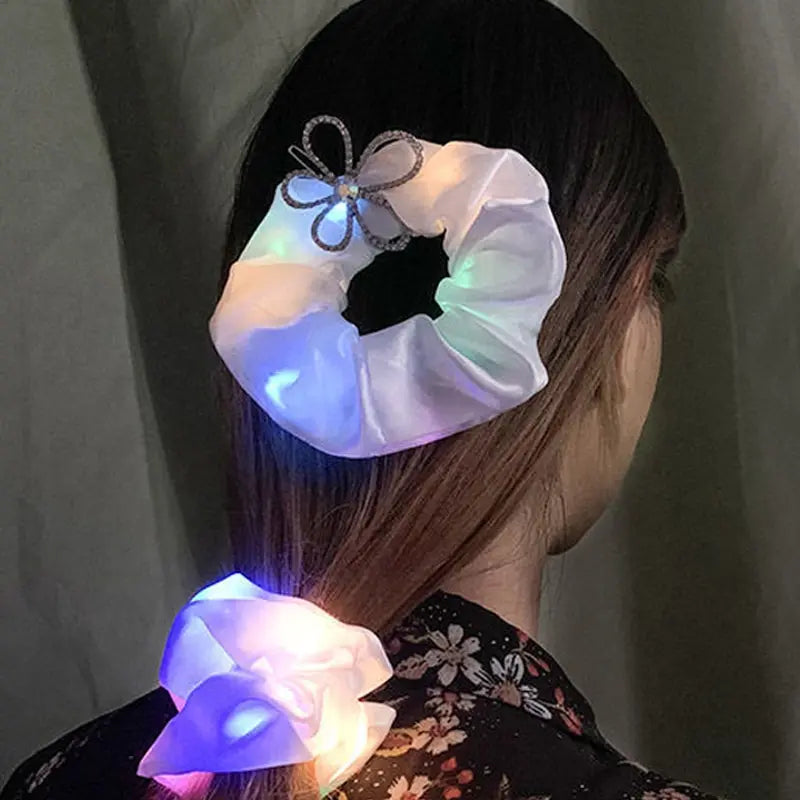 LED Glow-in-the-dark Sausage Headband for Girls, Large Luminous Ponytail Hair Accessories, Fancy Party, Birthday, Halloween Gift Zpaxo