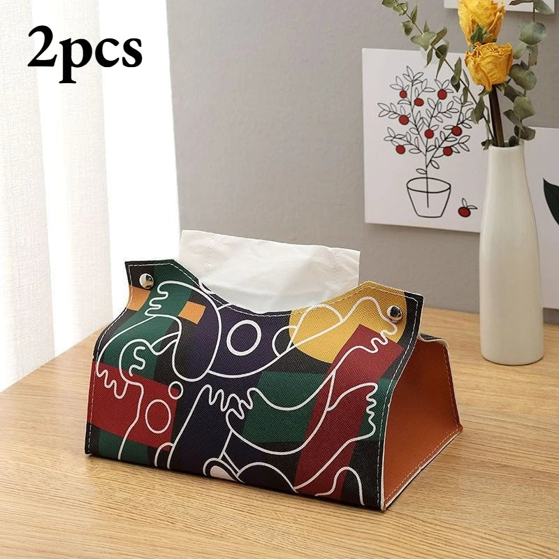 1 Minimalist PU Leather Tissue Box Cover Simple Design Living Room Zpaxo 2pcs