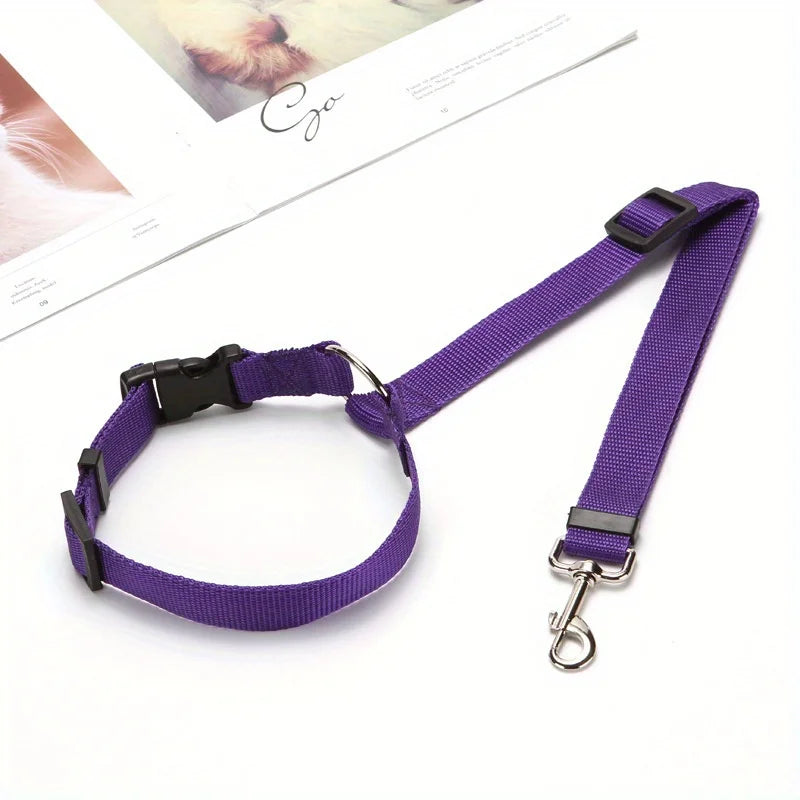 Pet Car Seat Belt Adjustable 2-in-1 Nylon Strap Rear Zpaxo purple