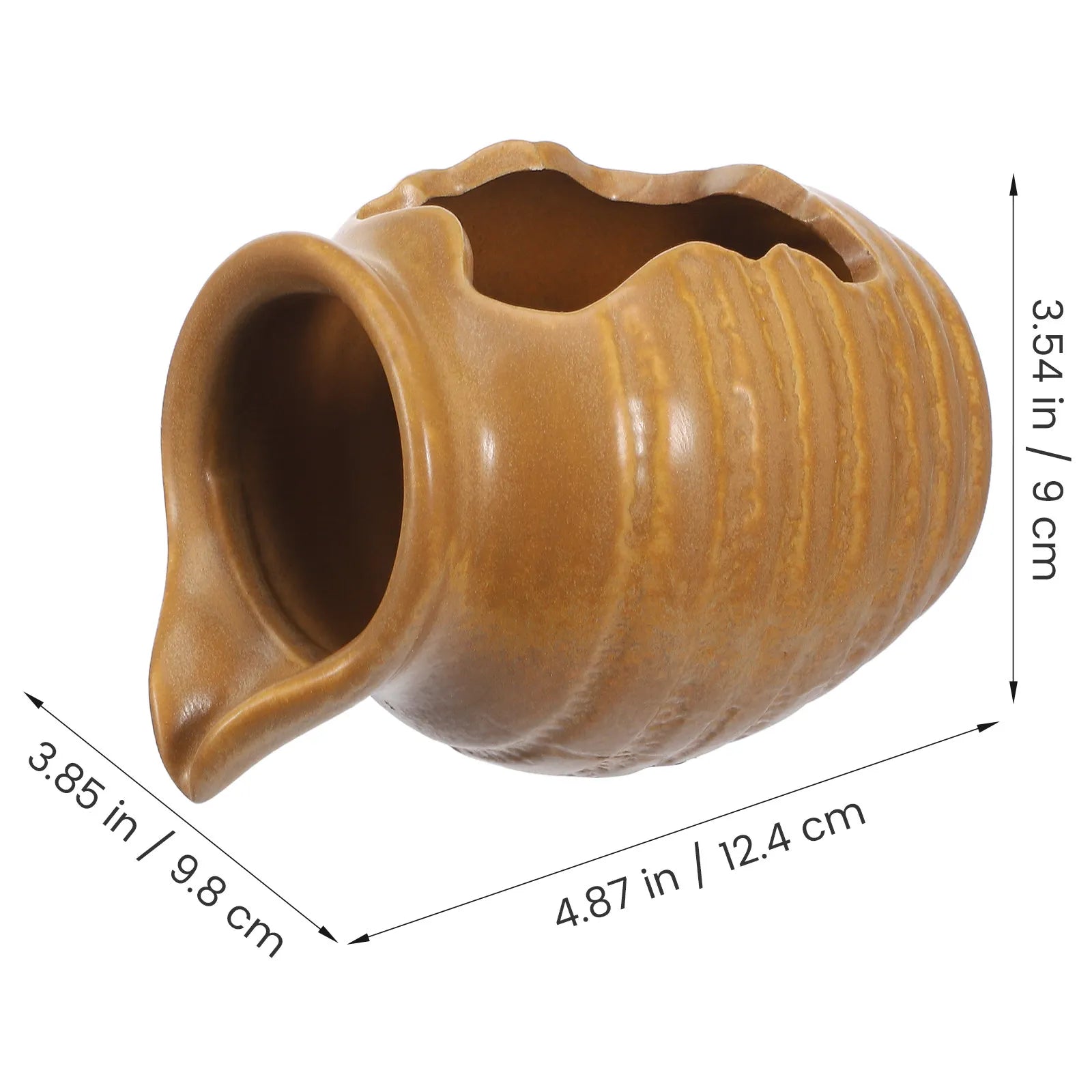 Decorative Ceramic Pot Ecological Fountain Jar Open Design Smooth Water Flow Garden Courtyard Outdoor Water Feature Landscape Zpaxo Light Brown