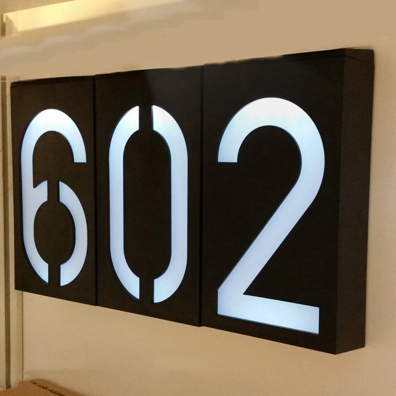 Solar Lights Black House Number LED Exterior Fence Lamps Apply Villa Zpaxo