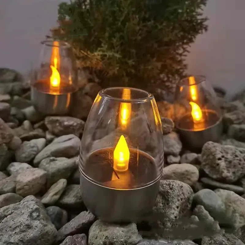 Solar Candles Wine Glass Lights Outdoor Waterproof LED Lawn Courtyard Zpaxo