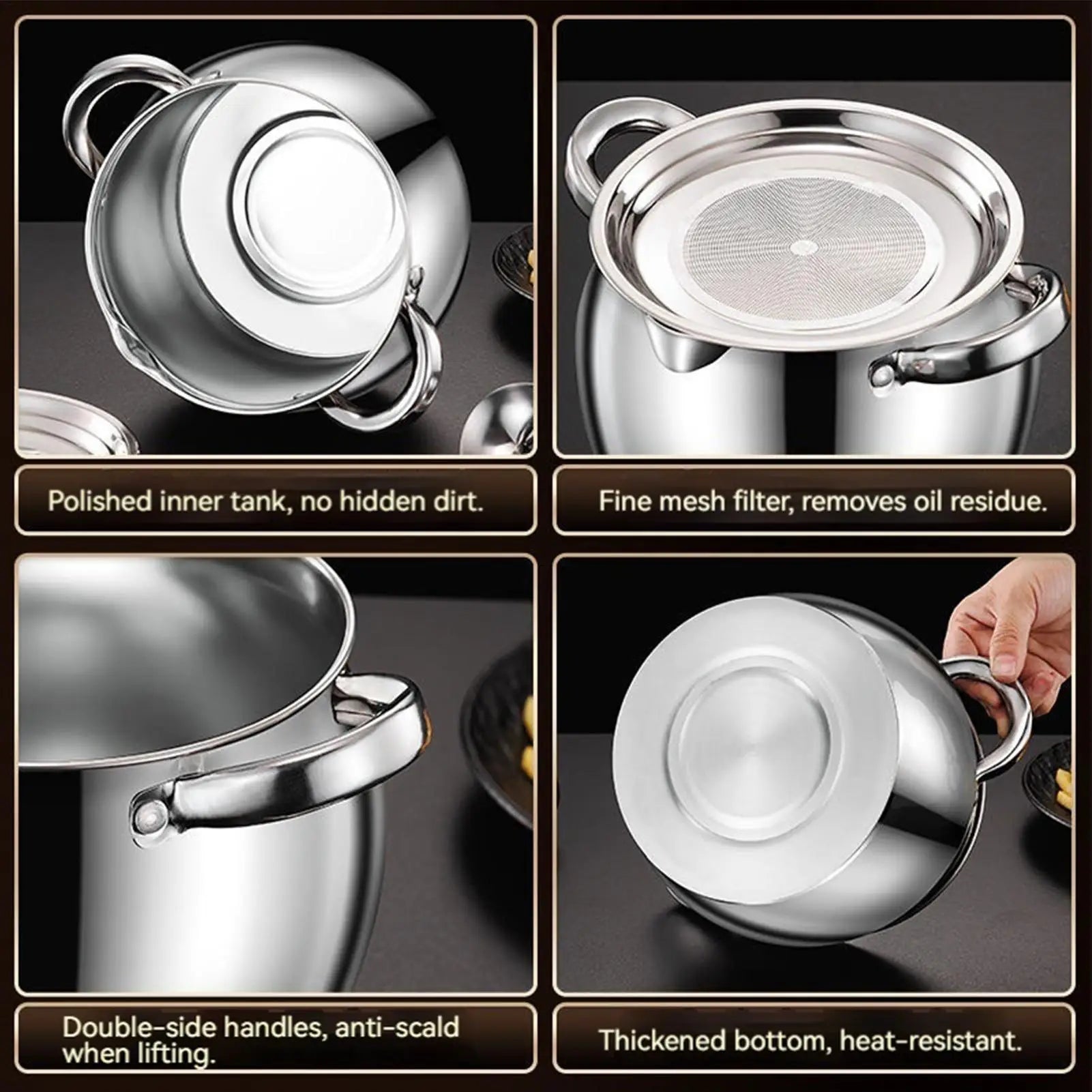 Stainless Steel Bacon Grease Container Fat Storage Canister Strainer
