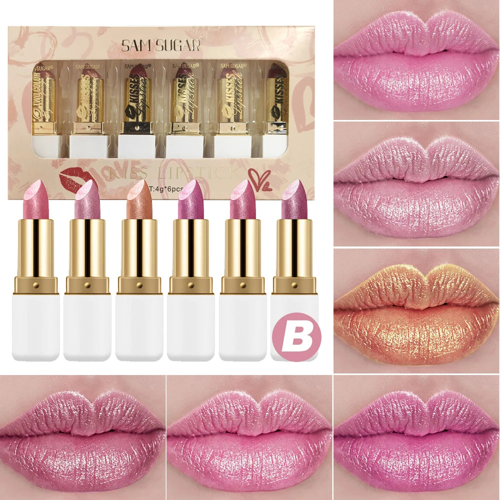 6-Pack Lip Gloss Easy Apply Waterproof Non Stick Long-lasting