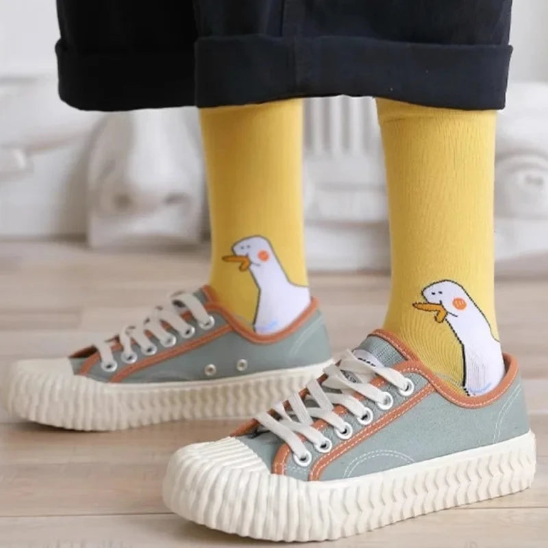 Funny Crazy Goose Head Sport Cotton Sock Creative Happy Animal Casual Socks Women Men Universal Zpaxo