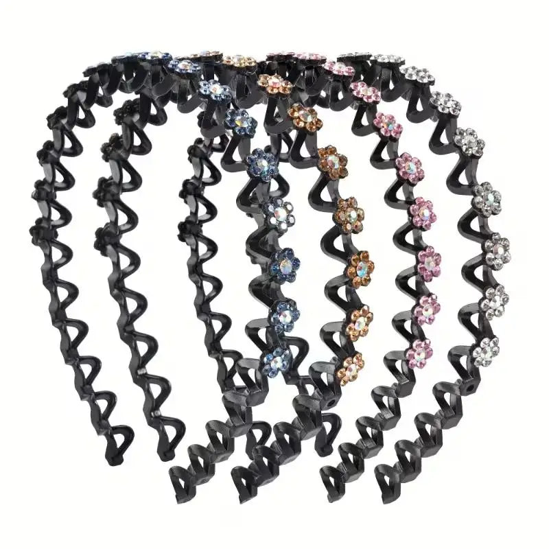 1pcs random Sparkling Rhinestone Floral Headband – Non-Slip Women's Accessory for Everyday, Celebrations, Weddings Zpaxo