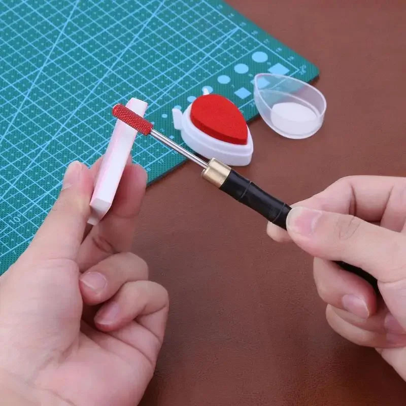 Brass Head DIY Leather Edge Treatment Roller Pen Sandalwood Oil