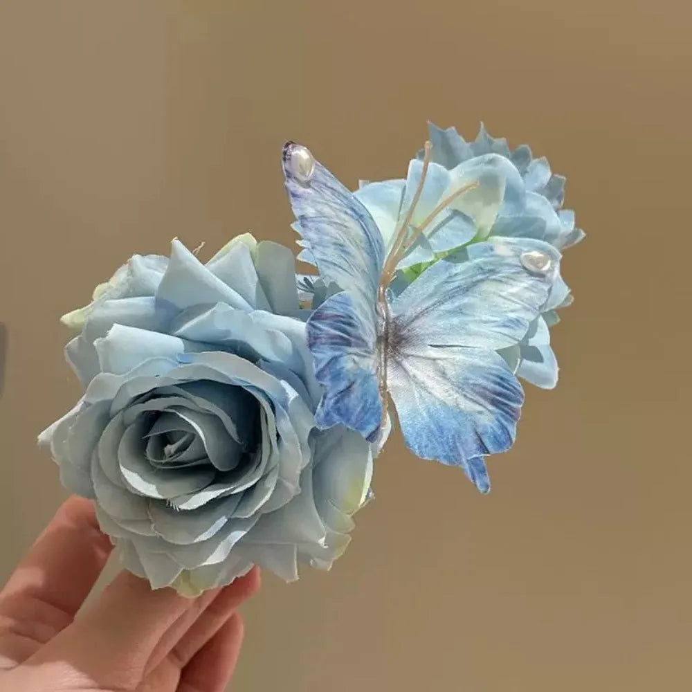 Elegant Plastic Flower Hair Clip Romantic Side Hairgrips Butterfly Zpaxo E