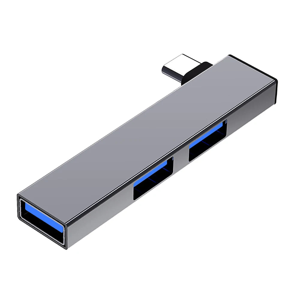 USB Hub 3 Ports Aluminum Port C Splitter Extender Adapter Laptop Zpaxo TYPE C Gray