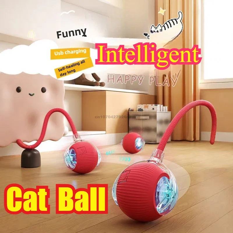 Cat Interactive Ball Toy Automatic Rolling Ball Faux Tail Rechargeable Pet Electric Toy Dog Cat Training Imitate Mouse Products Zpaxo