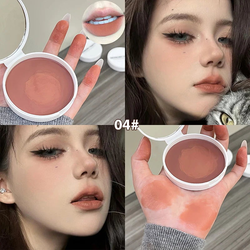 Matte Blusher Palette Soft Silky Natural Brightening Multi-purpose Facial Rouge Eyeshadow Lipstick Low Saturation Blush Makeup Zpaxo 04
