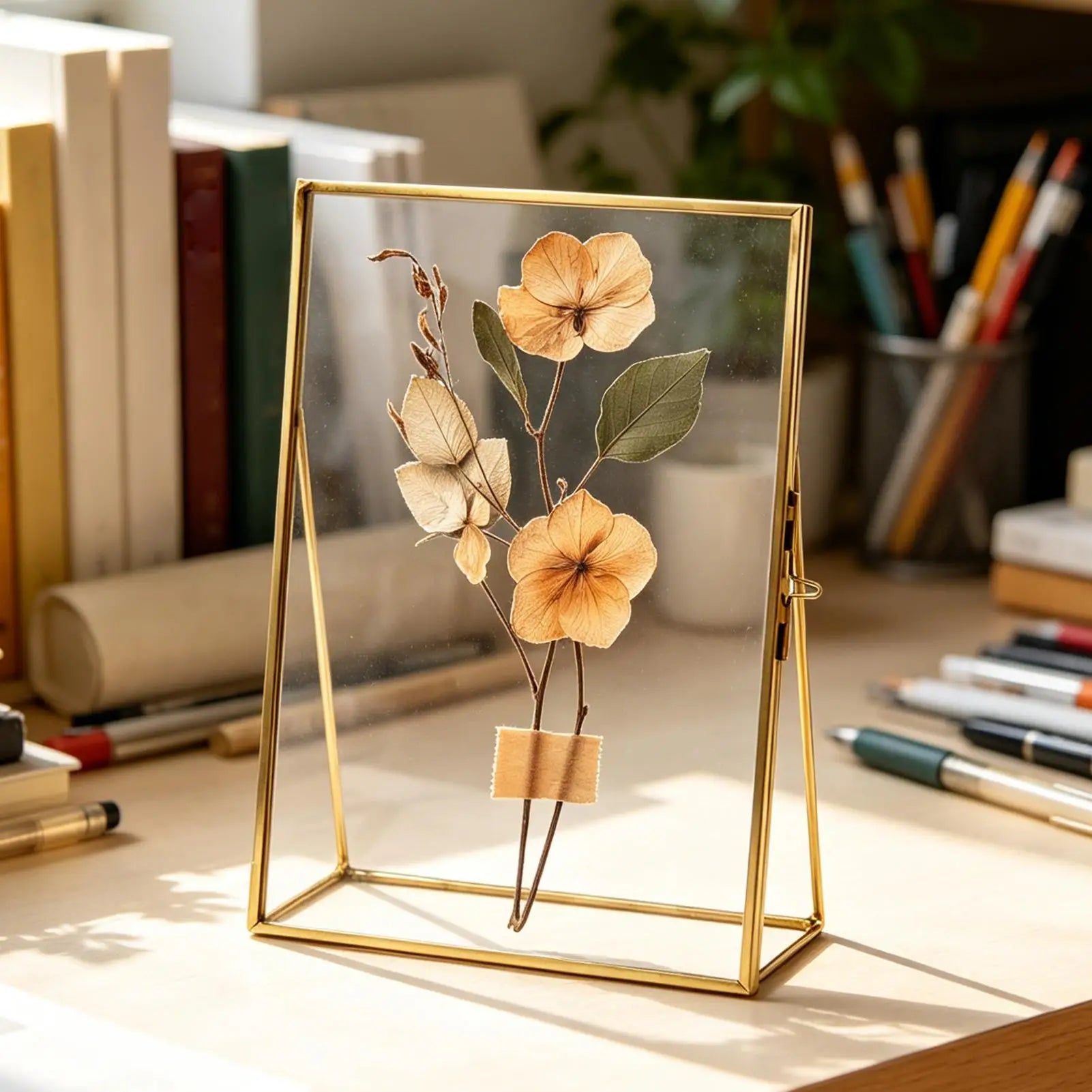 Flower Press Frame Simple Metal Tabletop Display 4x6in Floating